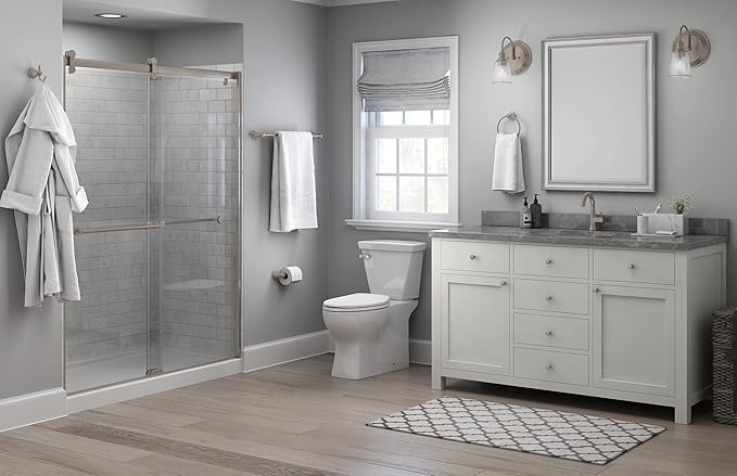 Franklin Brass Kinla 5-Piece Bathroom Set Satin Nickel 18" and 24" Towel Bar Racks, Toilet Paper Holder, Ring, Hook KIN5PC-SN