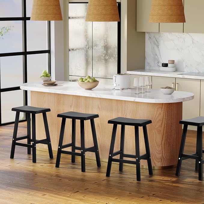 29in Tall Bar Stools Set of 2, Waterproof UV-Resistant,Durable Resin Kitchen Island Chairs for Indoor & Outdoor Use, Modern Design for Home,Bar,and Cafe