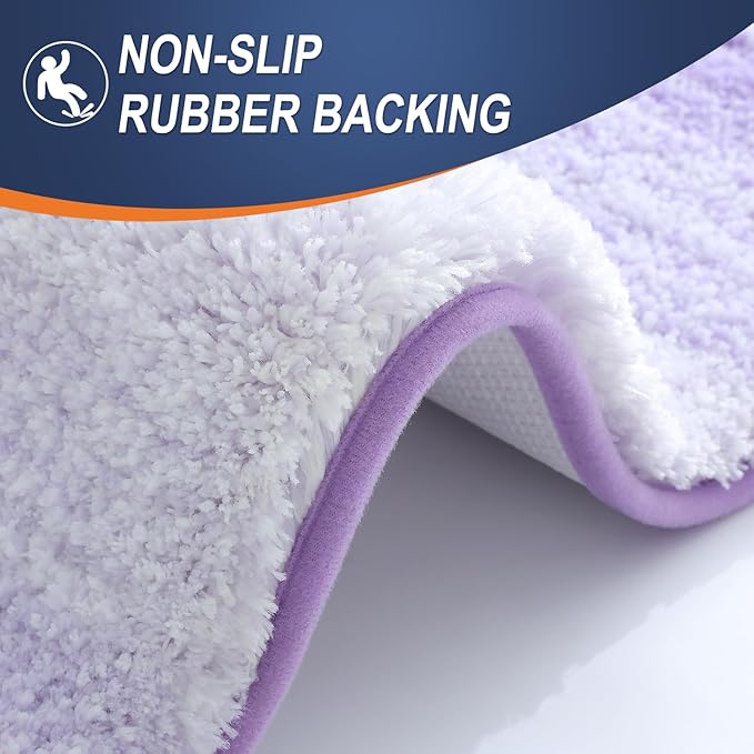 OLANLY Bathroom Rugs Mat 24x16, Extra Soft Absorbent Microfiber Bath Rugs, Rubber Backing, Quick Dry, Machine Washable Bath Mat for Bathroom Floor, Tub and Shower, Home Decor Accessories, Light Purple