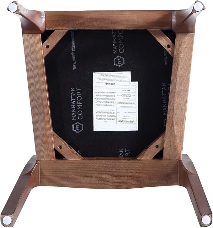 Manhattan Comfort Moderno Stackable Dining Chairs with Leatherette Upholstered Seat, Foam Padding & Solid Wood Frame, Suitable for Kitchen or Restaurant Usage, Set of 4, Black