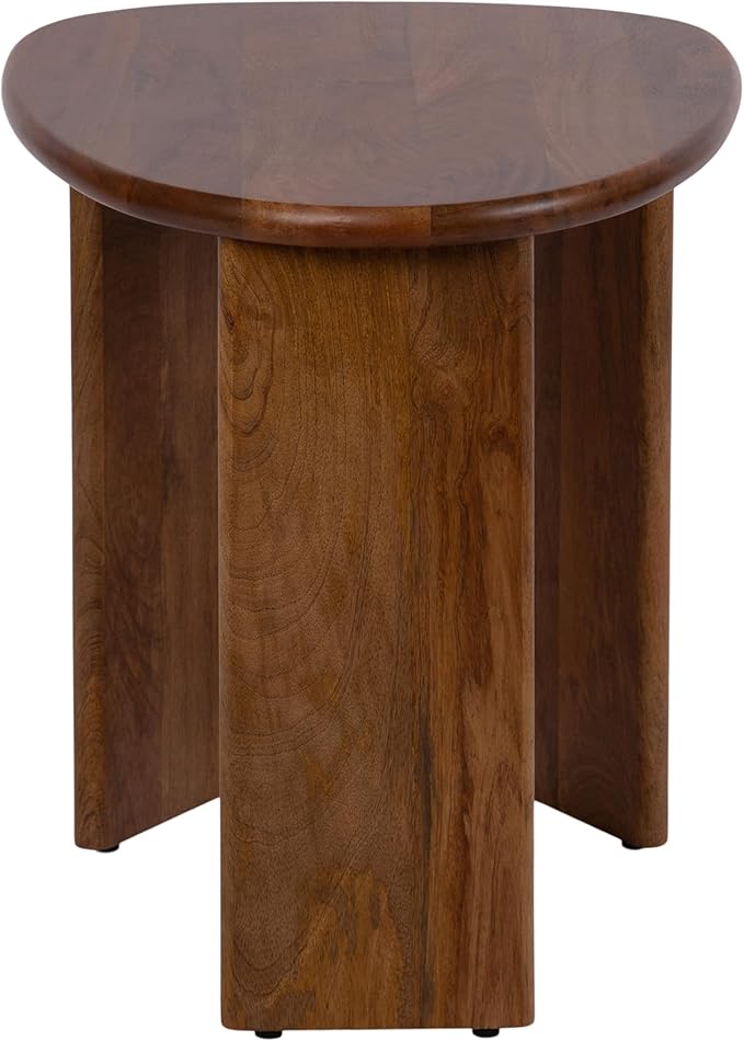 Kate and Laurel Tortola Modern Irregular Round Side Table, 22 x 18 x 20, Walnut Brown, Transitional Pebble End Table for Use as Bedroom Nightstand or Living Room Accent Table