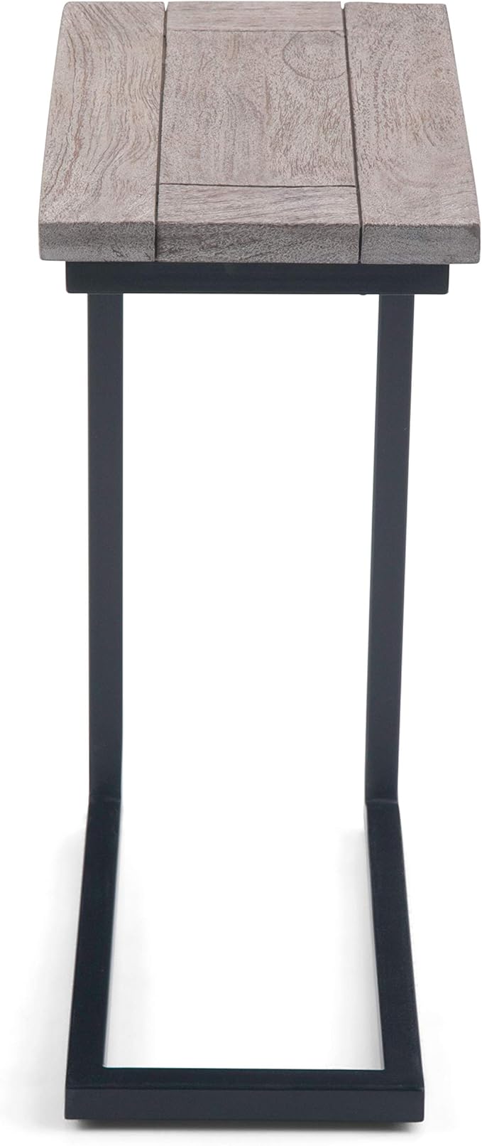 SIMPLIHOME Skyler 18-inch Wide Solid Mango/Metal Industrial C-Shaped End Table in Birch/Black for Living Room, Office, or Bedroom, Assembled