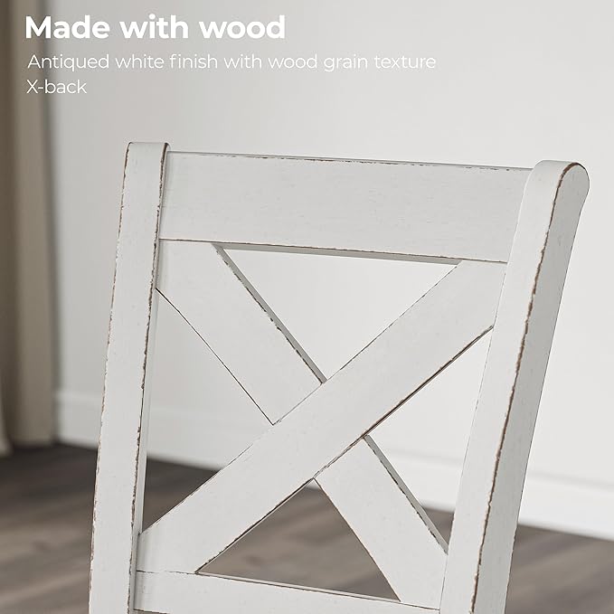 Signature Design by Ashley Robbinsdale Farmhouse Armless 24.75" Counter Height Upholstered Bar Stool with Foot Rest, Set of 2, White & Light Gray