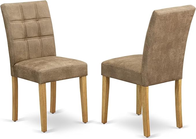 East West Furniture ANAS5-OAK-28 5 Piece Mid Century Dining Set Includes A Dinning Table and 4 Brown Textured Polyester Fabric Padded Chairs, Oak