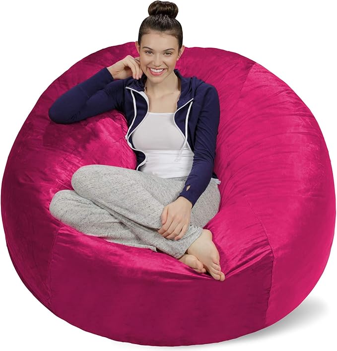 Sofa Sack Bean Bag Chair Cover, 5-Feet, Magenta