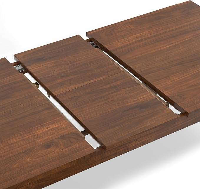 SIMPLIHOME Wilson Extendable Dining Table, Solid Wood Walnut Veneer, 60-76 x 36 inches, Transitional-Style Rectangular Expandable Kitchen Table for up to 6+ People