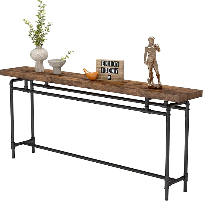 Tribesigns Console Table, 70.9 Inches Extra Long Sofa Table for Living Room, Industrial Narrow Console Sofa Tables Behind Couch, Entryway Hallway Foyer Table for Entrance, Bedroom, Rustic Brown