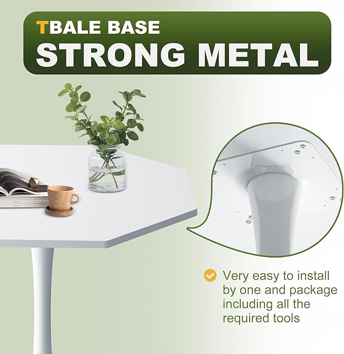 Dining Table for 2-4, 31.5" Kitchen Table Space Saving, Modern Tables for Dining Room, Living Room, Coffee Bar, White