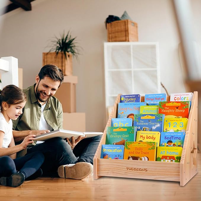 Montessori Bookshelf,Toddler Bookshelf for Kids,Organize Your Little One's Reading Adventure with Our Kids Bookshelf - Perfect for Kids!(Wood), Large