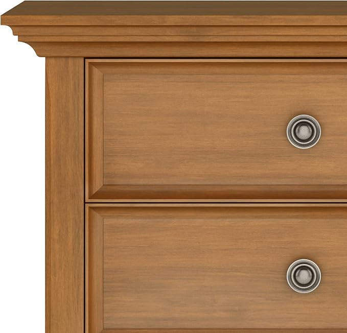 SIMPLIHOME Amherst SOLID WOOD 24 Inch Wide Traditional Bedside Nightstand Table in Light Golden Brown, For the Living Room and Bedroom