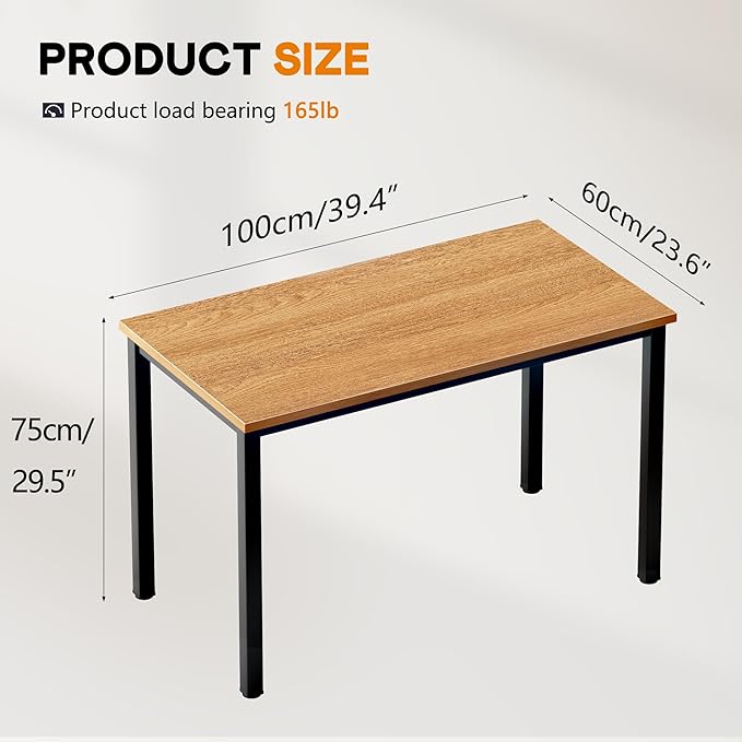 DlandHome 39 inches Small Computer Desk for Home Office Activity Table Writing Table for Small Spaces Study Table Student Laptop Desk Teak and Black DND-AC3BB-100