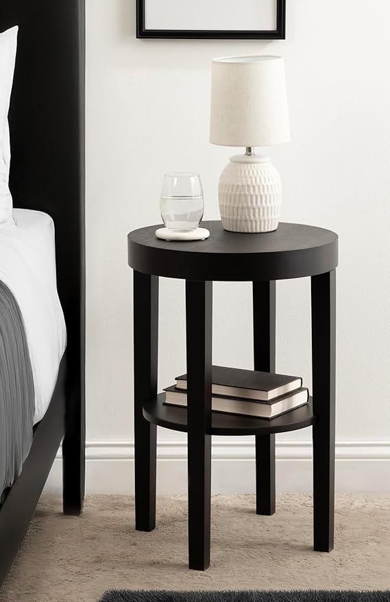 Kate and Laurel Talcott Modern Round Wood Side Table, 16 x 16 x 24, Natural Wood, Transitional Decorative Two-Tier End Table for Use as a Bedroom Nightstand or Living Room Accent