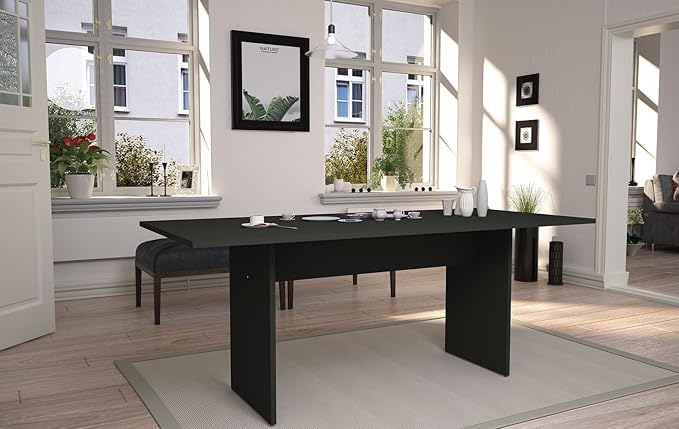 Manhattan Comfort Nomad Dining Table for 4 to 6, Modern Rustic Farmhouse Statement Furniture Piece with Protouch Wood Grain Finish, Sturdy H-Base Pedestal Design, Easy Assembly, 67.91", Grey