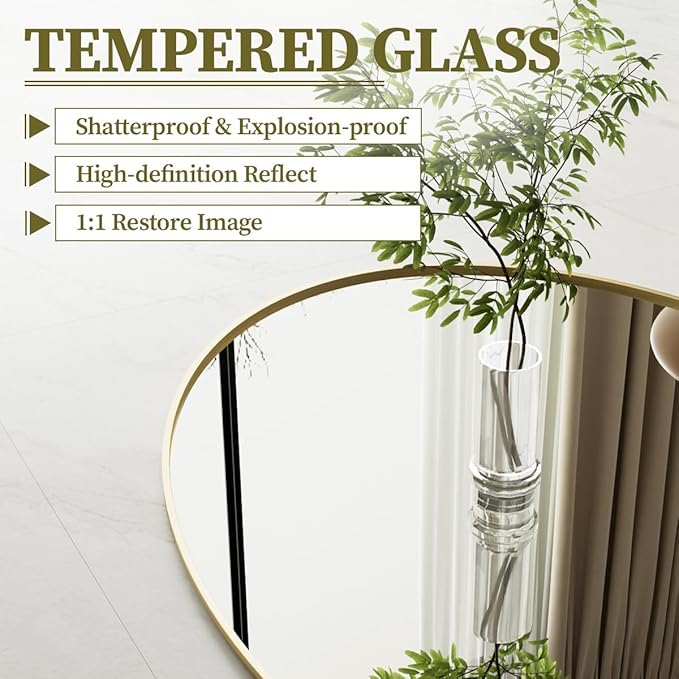 Koonmi Gold Oval Bathroom Mirror, 30"x40" Bathroom Vanity Mirror, Oval Mirror for Bedroom Living Room Entryway, Hangs Horizontal or Vertical