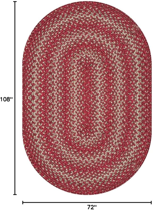 Homespice Apple Pie Jute Red 6x9' Oval Braided Rugs for Living Room, Bedroom Rug and Dining Room. Pet Friendly. Decor Styles- Farmhouse Rug, Rustic, Vintage, Cottage, Primitive, Country, Boho Rug