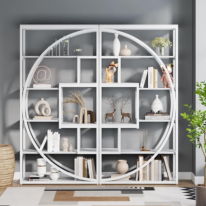 Tribesigns Bookshelf, Modern 5-Tier Etagere Bookcase, 70.8 inch Tall Bookshelf with 8 Open Storage Shelf, Book Shelf Display Tack Shelving Unit for Home Office Living Room, White