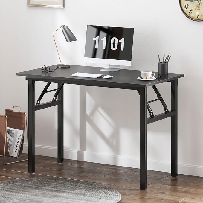 SDHYL 39 inchesNo Assembly Foldable Computer Desk for Home Office Workstation, Study and Writing, Black