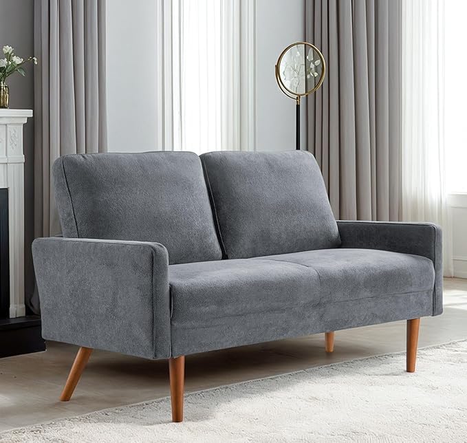 Kent 2 Piece Velvet Sofa and Loveseat Set, European Style with Modern & Vintage Flair, Upholstered 5 Seater Couch, Chic Living Room Furniture Seating for Home, Apartment or Office, Grey