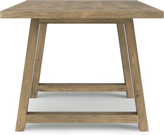 SIMPLIHOME Whitley Dining Table - 72 inch Wide Solid Mango Rectangular Kitchen Table with Trestle Base in Grey Wash, Modern Farmhouse Style for Dining Room or Family Room, Seats 6