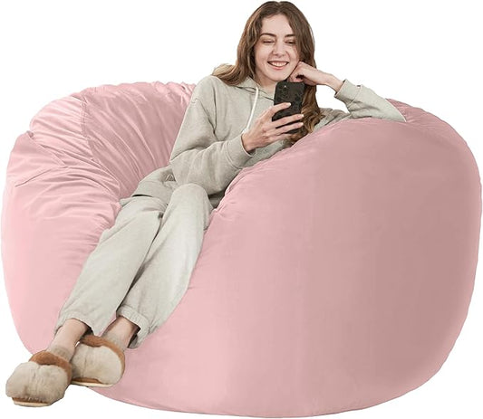 HABUTWAY Bean Bag Chair: Giant 4' Memory Foam Furniture Bean Bag Chairs for Adults with Microfiber Cover 4Ft (Pink)