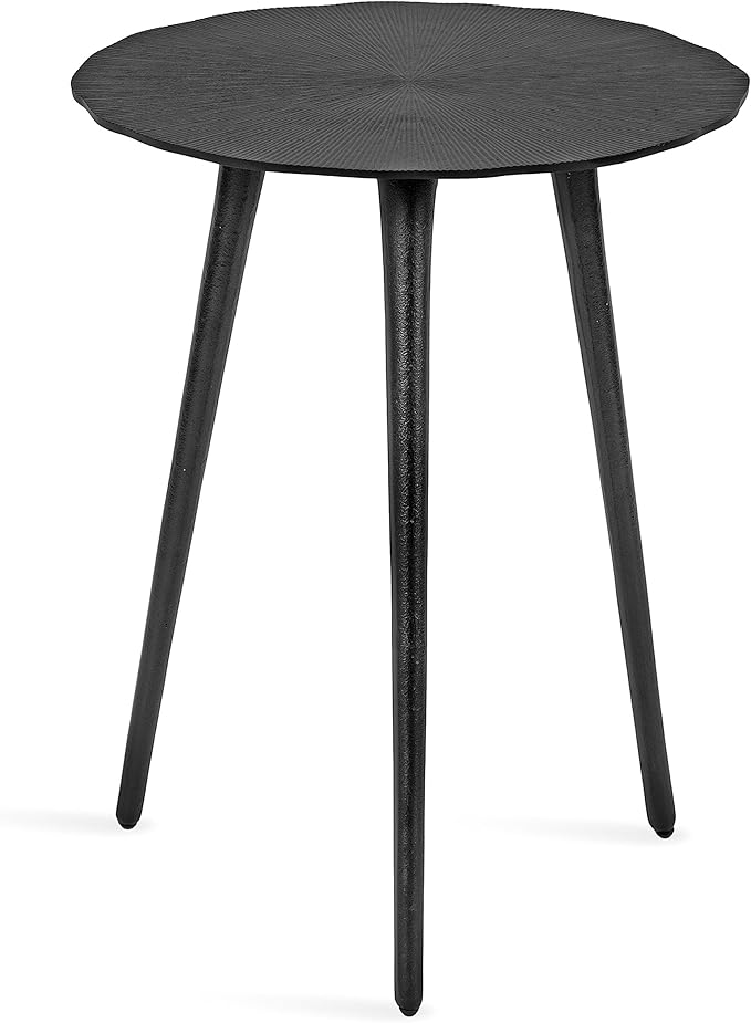 Kate and Laurel Sancia Modern Round Side Table, 16 x 16 x 20, Silver, Sand Casted Aluminum Bedside Table for Display and Storage as a Bedroom Nightstand or Living Room Accent