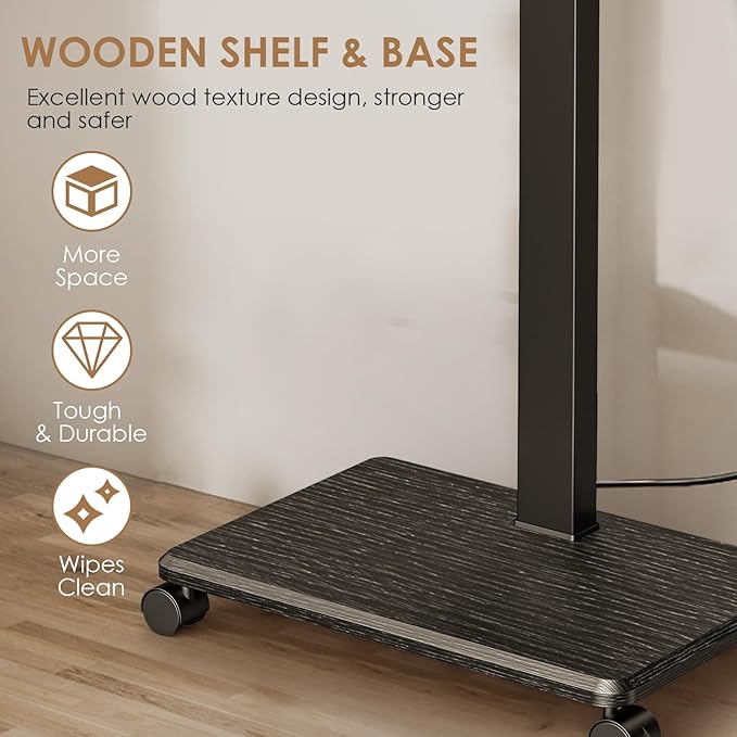 Rolling TV Stand with Power Outlet, Swivel Mobile Portable TV Cart for 32-75 Inch TVs up to 110 lbs, Landscape to Portrait, Height Adjustable Outdoor TV Stand with Wheels, Max VESA 600x400mm