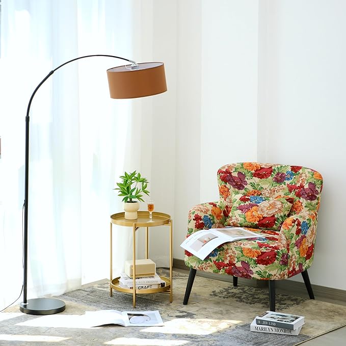 2-Tier Round End Side Table, Small Metal Side Table with Removable Tray, Folding Accent Tables for Living Room, Balcony, Nightstand for Bedroom, Outdoor Tables for Patio, Gold