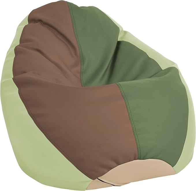 FDP SoftScape Dew Drop Bean Bag Chair with Supportive High-Back Design, For Kids, Teens and Adults, Alternative Seating for Dorms, Schools, Libraries, Daycares or Home - Earthtone