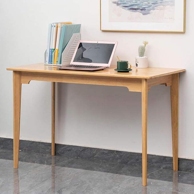 Maydear 47" Bamboo Writing Desk Multipurpose Table, Modern Simple Computer Desk Dining Table for Bedroom, Living Room, Home and Office, Kitchen