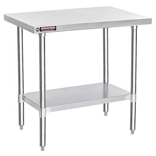 DuraSteel 24x36 Stainless Steel Work Table - NSF Commercial Prep Metal Table - Outdoor Pizza Oven Stand w/Under Shelf - Kitchen Island Laundry Utility Garage Microwave Stand Large Rolling Storage Cart
