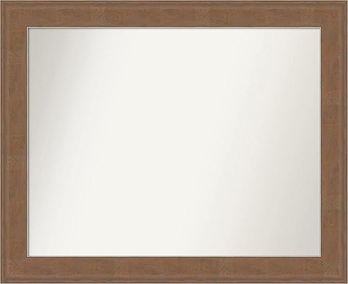 Amanti Art Grey Bathroom Mirror for Over Sink, 27x33 Alta Brown Grey Rectangle Vanity Mirror, Large Country Rustic Frame, Hangs Horizonally and Vertically, Bathroom Wall Decor, Non-Beveled Edge