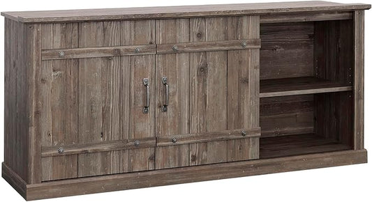 Sauder Entertainment Credenza, Pebble Pine Finish