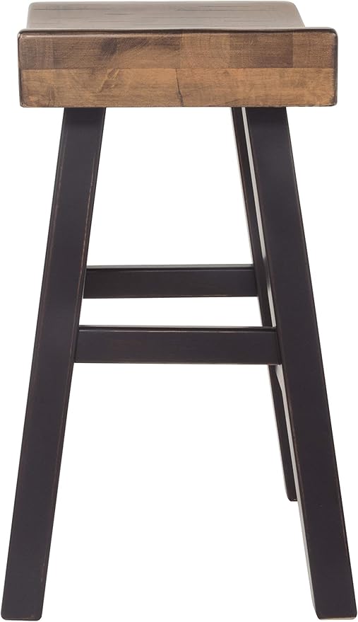Signature Design by Ashley Glosco Farmhouse 25.5" Counter Height Saddle Barstool, Set of 2, Two-Tone Brown