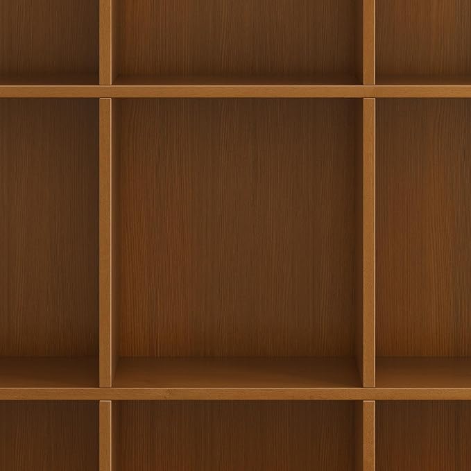 SIMPLIHOME Acadian Bookcase - 44 inch Tall 9-Cube Solid Wood Cube Organizer in Light Golden Brown, Transitional Bookcase Storage for Living Room, Study or Office with Fixed Shelves and Tapered Legs