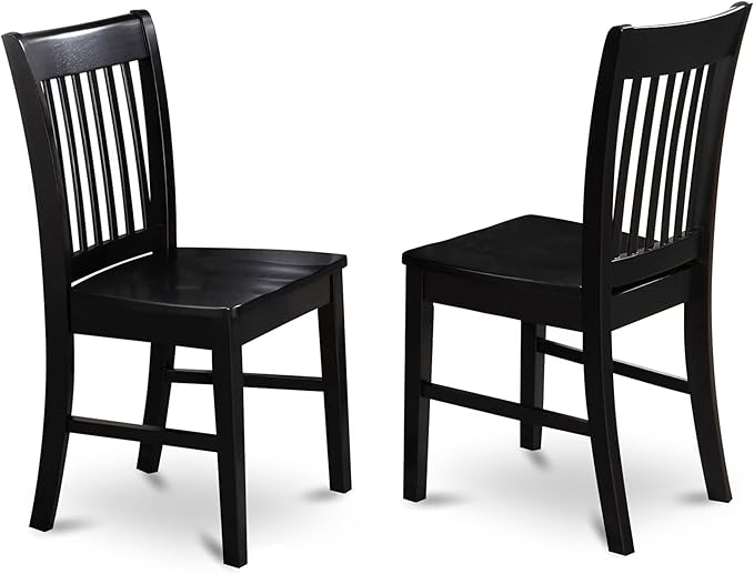 East West Furniture LGVA5-BLK-W 5 Piece Kitchen Table & Chairs Set Includes a Rectangle Dining Room Table with Butterfly Leaf and 4 Solid Wood Seat Chairs, 42x84 Inch, Black
