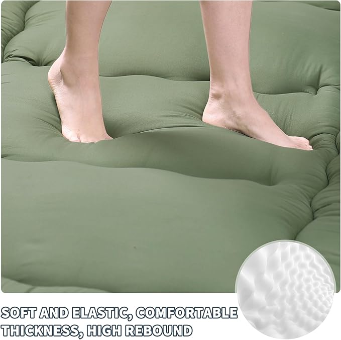 Japanese Floor Mattress,4" Thicken Japanese Floor Sleeping Pad Foldable,Futon Mattress Suitable for Camping and Guest Room (Green, Twin (80" x 36"))
