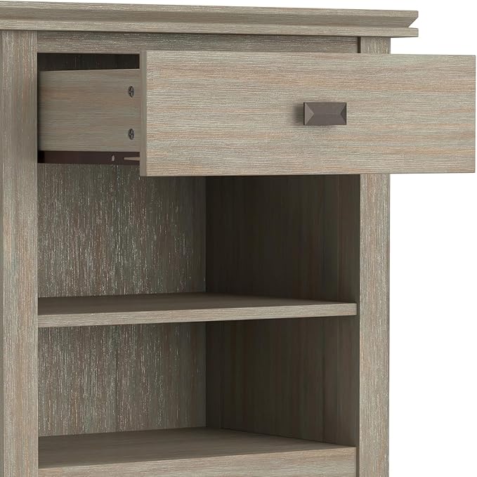 SIMPLIHOME Artisan SOLID WOOD 24 inch Wide Transitional Bedside Nightstand Table in Distressed Grey for the Living Room and Bedroom