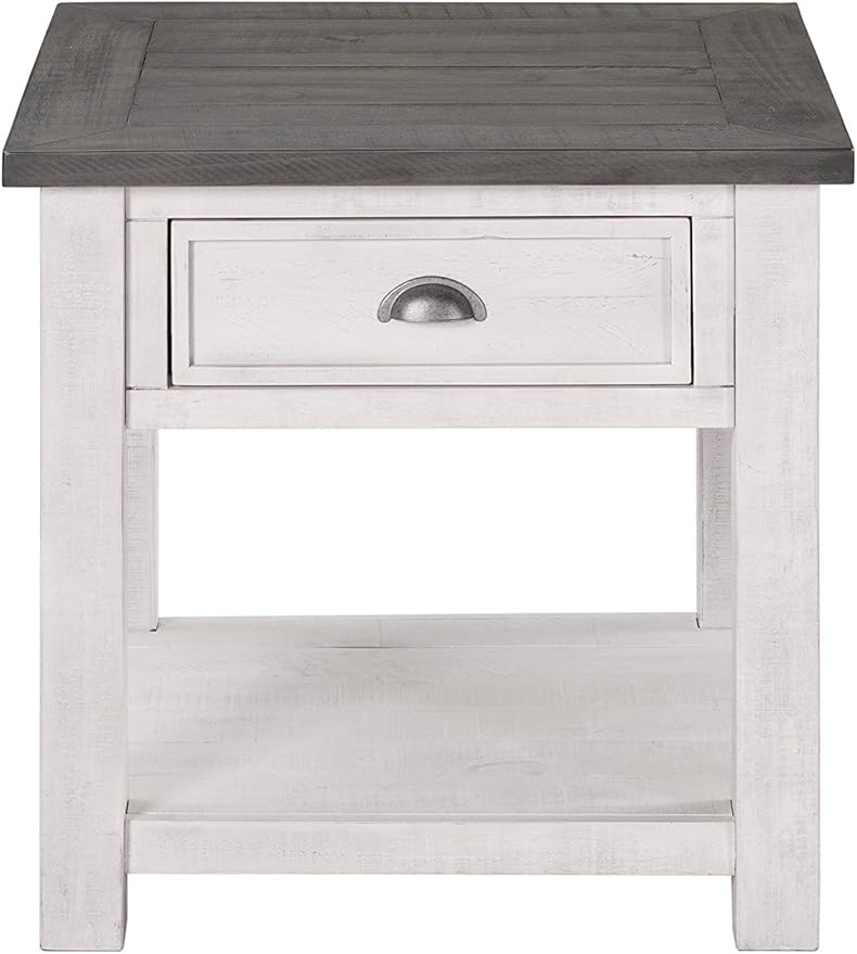 Martin Svensson Home Monterey Solid Wood End Table White with Grey Top