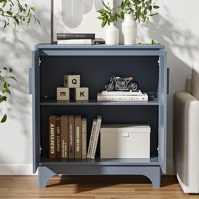 Rattan Cabinet, Sideboard Storage Cabinet with 2 Doors Buffet Cabinet with Adjustable Shelf Large Space, Kitchen Sideboard Buffet for Entryway Hallway