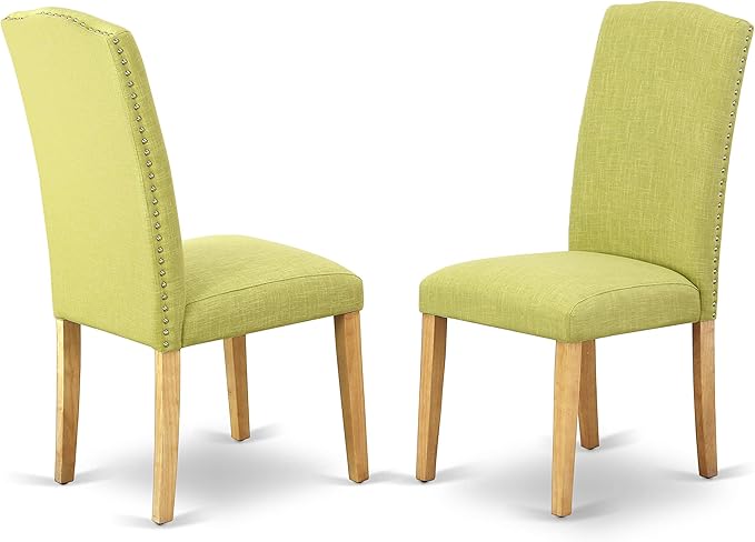 East West Furniture OXEN5-OAK-07 5 Piece Dining Table Set for 4 Includes a Square Kitchen Table and 4 Limelight Linen Fabric Parson Dining Room Chairs, 36x36 Inch, Oak