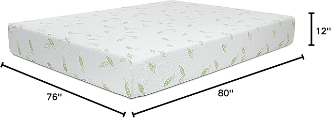 NapQueen King Size, 12 Inch Anula Green Tea Infused Memory Foam Mattress, Bed in a Box, CertiPUR-US Certified Mattress