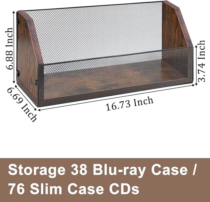 CD Storage Rack - CD Storage Case Holds 38 Full Case CDs, 76 Slim Case CDs, Desktop or Closet CD Stand, CD Display for Blu-Ray | Video Game Cases | Papers | Cards