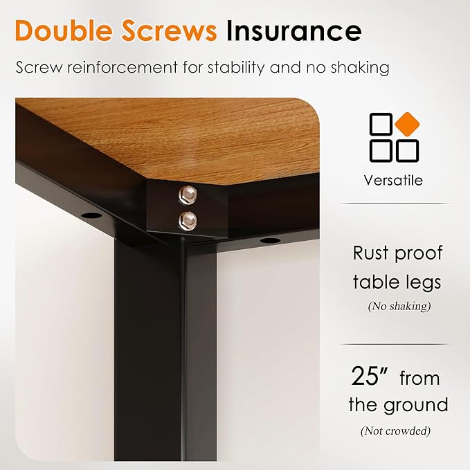 DlandHome 39 inches Small Computer Desk for Home Office Activity Table Writing Table for Small Spaces Study Table Student Laptop Desk Teak and Black DND-AC3BB-100