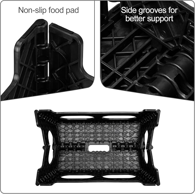 ACSTEP Foldable Step Stool for Kids and Adults,15-Inch Extra Wide 9-Inch Height Step Stool(2 Pack) More Safe and Comfortable Holds Up to 300 lbs Folding Step Stool for Bathroom, Garden, Kitchen（Black）