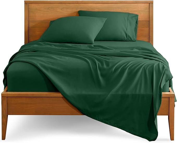 Bare Home Queen Sheet Set - Luxury 1800 Ultra-Soft Microfiber Bed Sheets - Double Brushed - Deep Pockets - Easy Fit - 4 Piece Set - Bedding Sheets & Pillowcases (Queen, Forest Green)