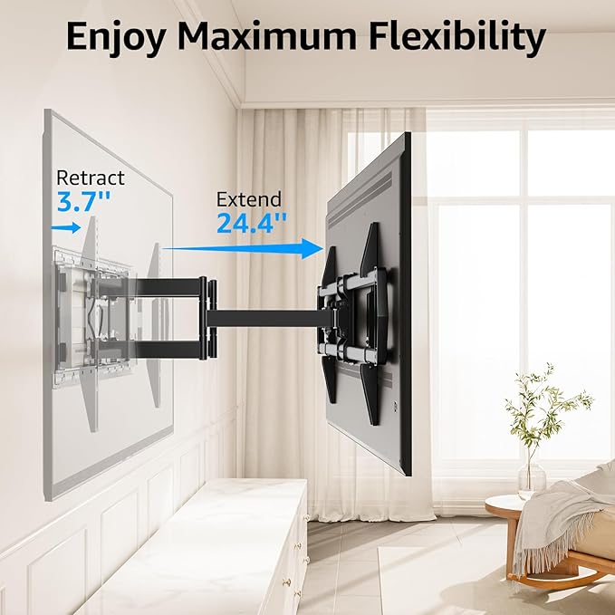 MOUNTUP Heavy Duty TV Wall Mount for 47-90 inch Large TVs, Holds 200 lbs, Full Motion TV Mount with Articulating Extension, Swivel & Tilt, Preassembled, Max VESA 800x400mm, Fits 16-24" Studs, MU0015