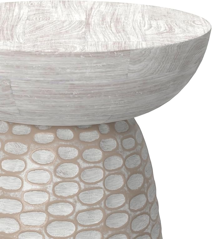 SIMPLIHOME Boyd 13-inch Wide Solid Mango End Table in White Wash, Contemporary-Style Accent Table for Living Room, Bedroom, or Family Room, Assembled