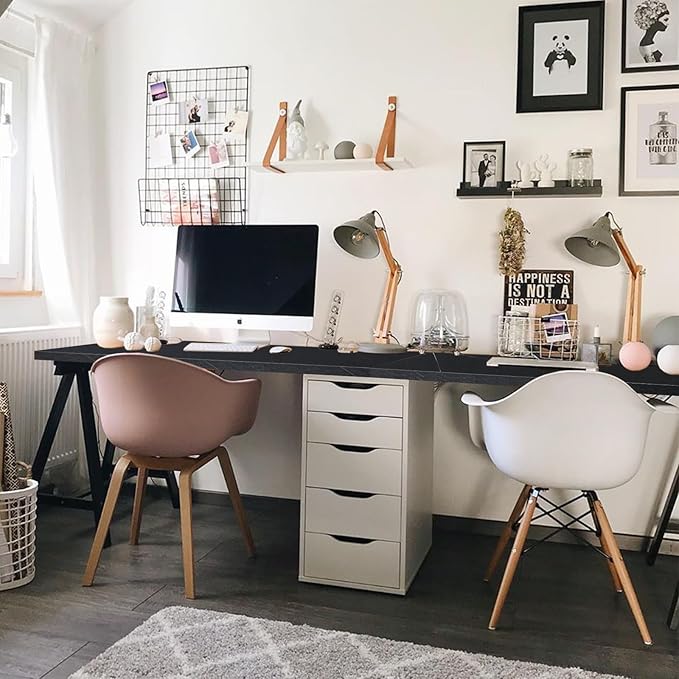 Kaboon Universal Tabletop 59.1"x23.62", Solid One-Piece Melamine Table Top, Double Desk L-Desk DIY, Home and Office Countertop, Cloud Atlas/Black Marble
