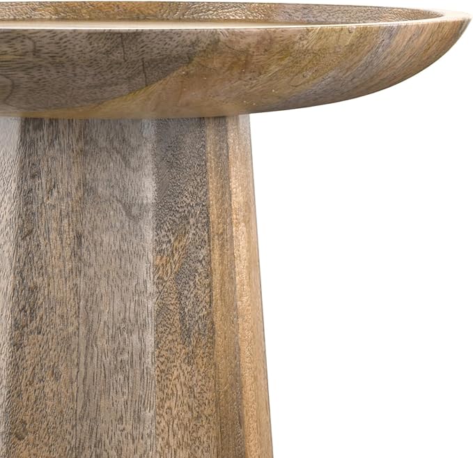 SIMPLIHOME Dayton Solid Mango Wood 13 Inch Wide Round Contemporary Wooden Accent Table in Natural, Fully Assembled, for The Living Room and Bedroom