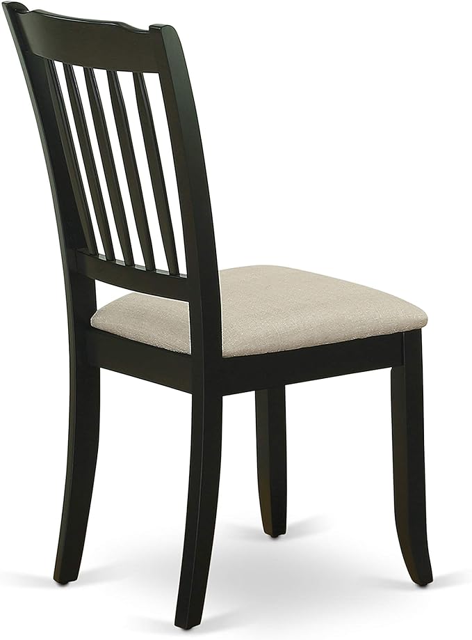 East West Furniture LGDA5-BLK-C 5 Piece Dinette Set Includes a Rectangle Dining Room Table with Butterfly Leaf and 4 Linen Fabric Upholstered Dining Chairs, 42x84 Inch, Black